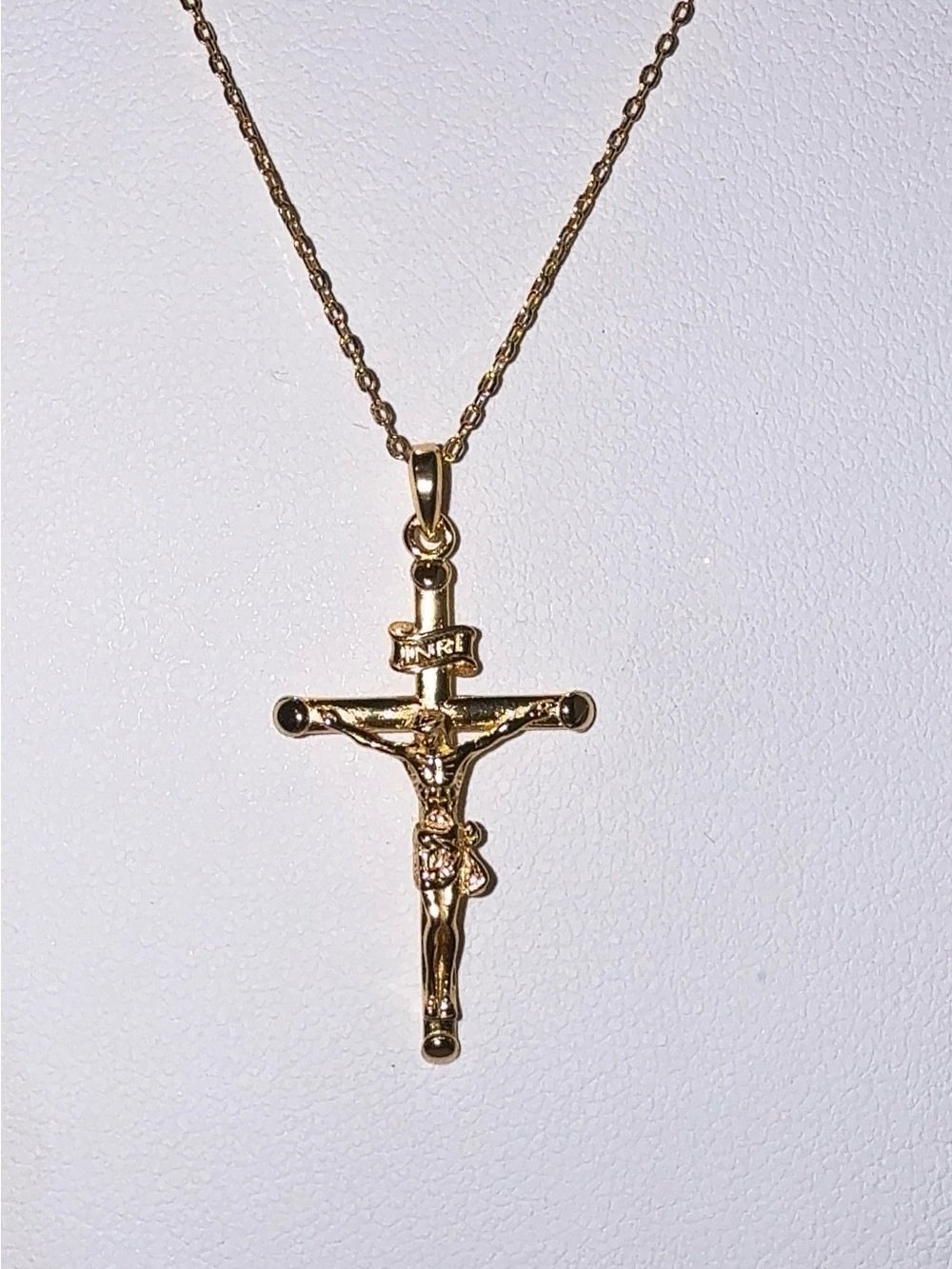 Gold Plated 925 Sterling Silver Crucifix Cross Pendant Necklace